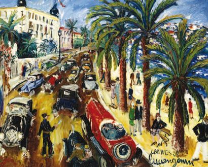 "GENIN Lucien (1894-1953) " "La Croisette à Cannes" Huile sur toile, signée en bas...