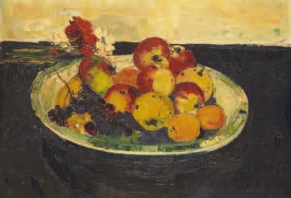 "SEBIRE Gaston (1920-2001) " "Composition aux fruits" Huile sur toile 47 x 65 cm...
