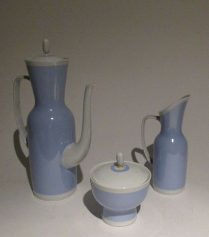 Richard GINORI - ITALIE Service à thé en céramique émaillée bleu ciel et blanche...