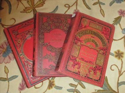 null 3 Volumes en percaline dont Jules Vernes Michel Strogoff Hetzel, livres reliés...