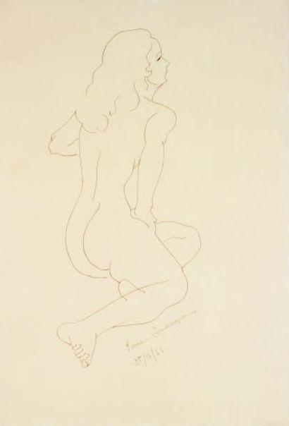 Pierre AMBROGIANI (1907-1985) Femme nue. Encre signée en bas à droite datée 61 64...