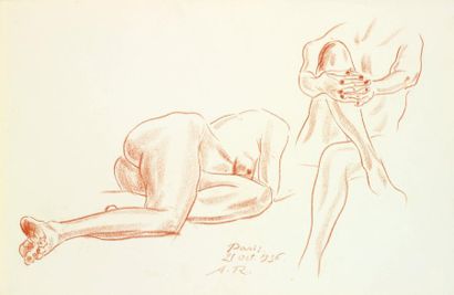 Alexandre ROUBTZOFF 1884-1949 Etude de nus Dessin à la sanguine Situé et daté Paris...