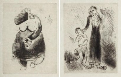 Marc Chagall La femme oiseau et Le père de Tchitchikov lui donne une correction,...