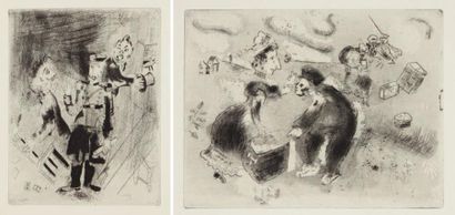 Marc Chagall Apparition des policiers et Tchitchikov douanier, planches des Ames...