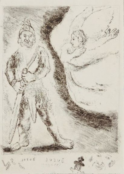 Marc Chagall Josué armé par l'Eternel, planche de la suite de La Bible. Eau-forte,...