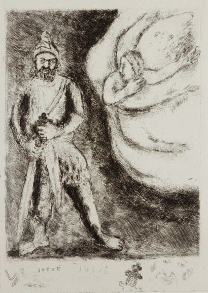 Marc Chagall Josué armé par l'Eternel, planche de la suite de La Bible. Eau-forte,...