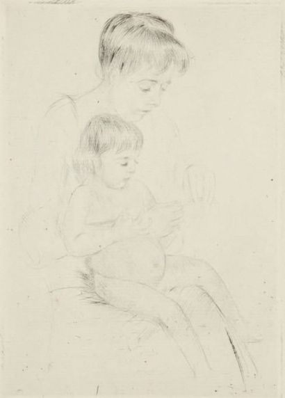 Mary CASSATT The Manicure, vers 1904. Pointe sèche, 20,5 x 15 cm, marges 34 x 23... Gazette Drouot
