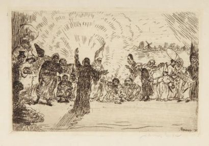 JAMES ENSOR Le Christ aux mendiants, 1895. Eau-forte, 9,5 x 14 cm, marges 14,5 x...