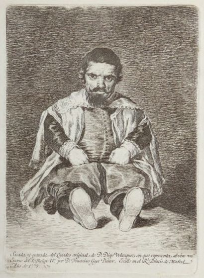Francisco GOYA Un Nain (Sebastian de Morra), 1778. Eau-forte d'après D. Velázquez,...
