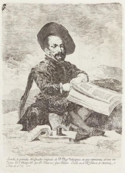 Francisco GOYA Un Nain (El Primo), 1778. Eau-forte d'après D. Velázquez, 21,5 x 15,5...