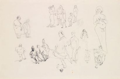 Jules PASCIN (1885-1930) «Etude de personnages» Encre de Chine, non signée. 21 x...