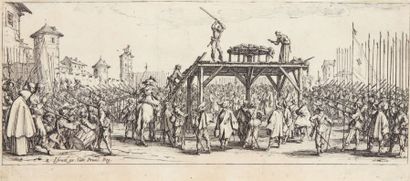 Jacques CALLOT La Roue, planche 14 de la suite des Grandes misères de la guerre,...