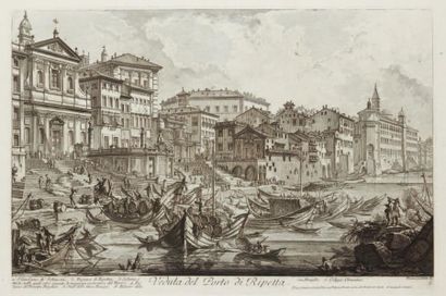 Giovanni Battista PIRANESI Veduta del Porto di Ripetta, 1753. Eau-forte, 40 x 60...