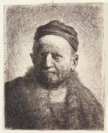 Rembrandt Tête d'homme de face (le père de l'artiste ?), 1630. Eau-forte, 7,7 x 6...
