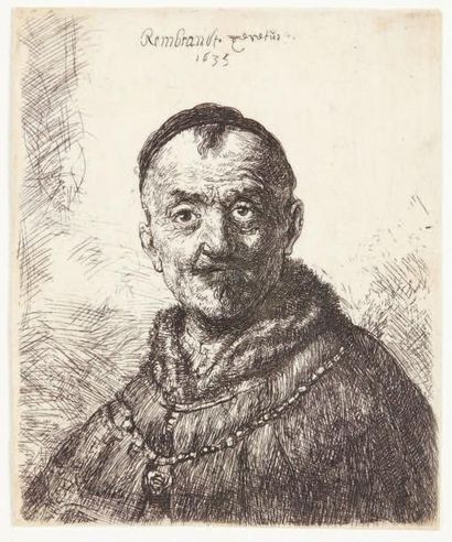 Rembrandt La Première tête orientale, 1635. Eau-forte, 15,2 x 12,6 cm, coupée à la...
