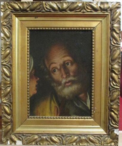 Ecole du XVIIIème s Portrait d'un homme barbu (fragment d'un tableau) huile sur ...