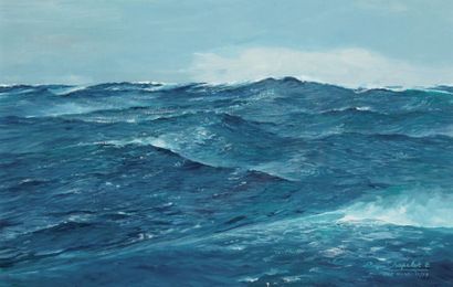 Roger CHAPELET, peintre de la Marine (1903-1995) Pacifique Nord Aquarelle et gouache,...