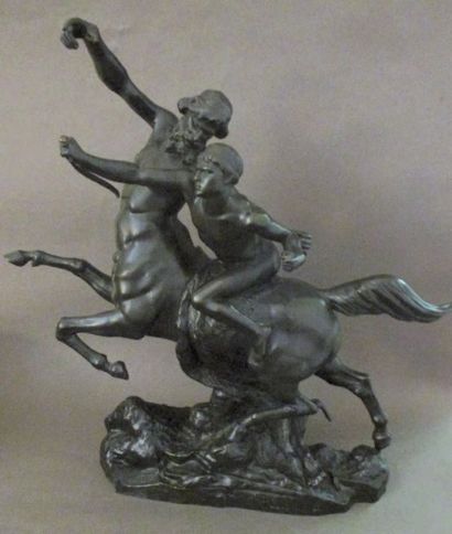 Granet (D'après) Groupe en bronze Le centaure et le tireur à l'arc Manque H: 38 ...