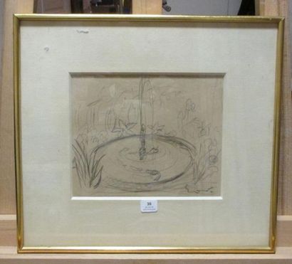 Attribué à Emile Othon FRIESZ (1879-1949) Le bassin. Crayon, signé en bas à droite....
