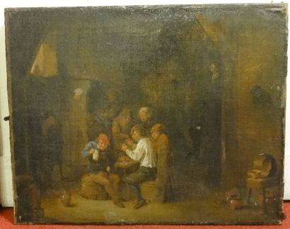 TENIERS David II dit le Jeune (Ecole de) 1610-1690 Scène de taverne avec buveurs...