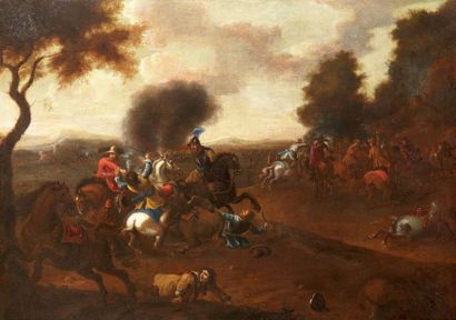 COURTOIS Jacques dit le Bourguignon (Ecole de) 1621 - 1676 Combat de cavalerie ou...