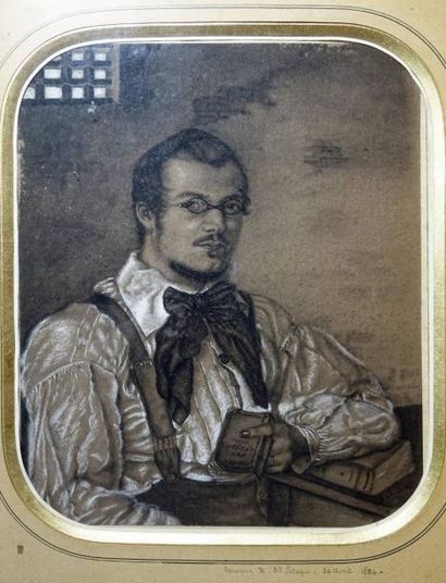 D. CHALVET, Ecole Française de la première moitié du XIXème Portrait d'homme Dessin...