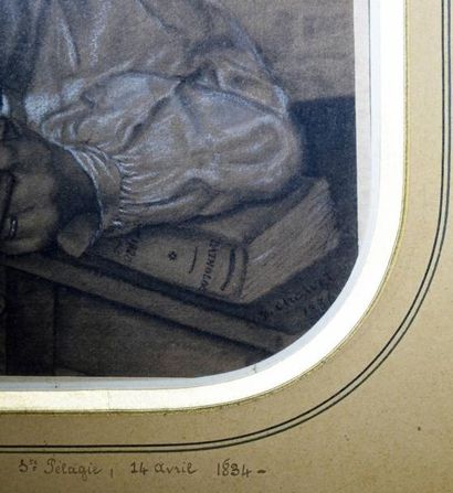 D. CHALVET, Ecole Française de la première moitié du XIXème Portrait d'homme Dessin...