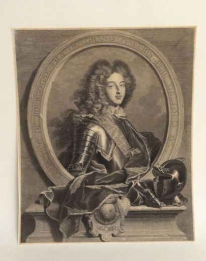 null Gravure, portrait du duc de Bourgogne d'après Rigaud gravé par DREVET, sans...