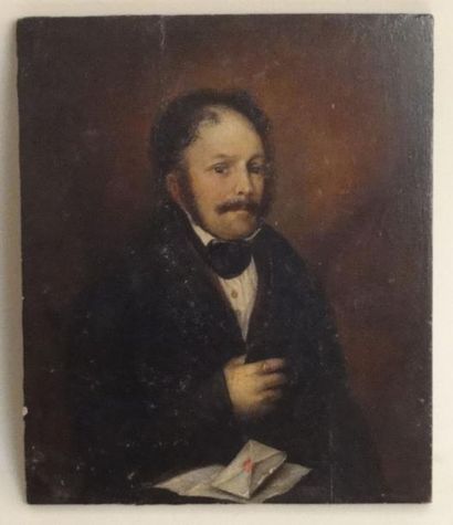 École FRANÇAISE première moitié du XIXe siècle Portrait d'homme à la lettre ouverte...