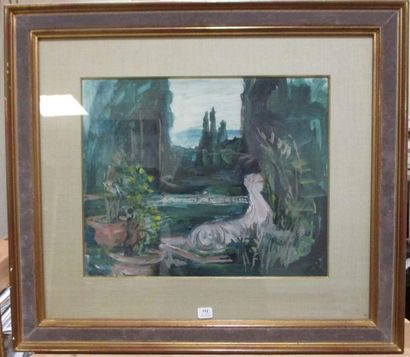 Pierre LAPRADE (1875-1931) 
Jardin
Aquarelle gouachée, signée en bas à gauche.
30...