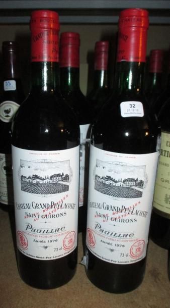 null 5 Bouteilles Chateau Grand Puy Lacoste, 1976. 3 TLB 1V