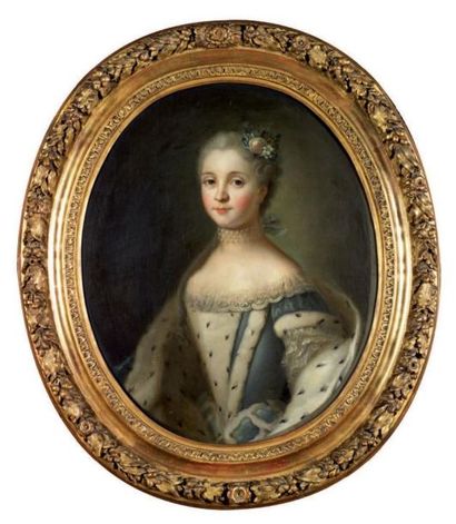 ECOLE FRANCAISE seconde moitié du XVIIIe siècle 
Portrait en buste d'une princesse...