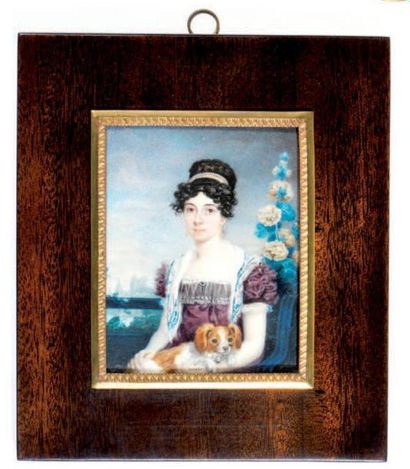 DELAFON W. B. - Actif dans le premier tiers du XIXe siècle 
Portrait de jeune femme...