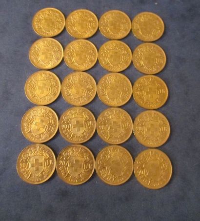 null Vingt Pièces de 20 Francs Suisse en or(*)