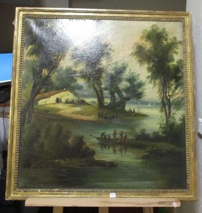 ECOLE DU XIXème s. Les barques
Huile sur toile
70 x 67 cm. (rentoilage, restaura...