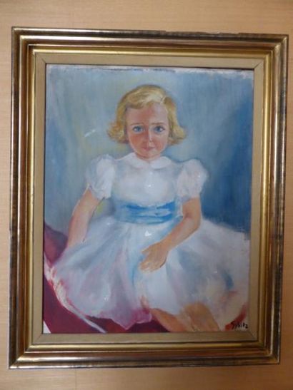 Ecole Moderne Portrait de jeune fille
Huile sur toile signée Sybitz (accident)
65x50...