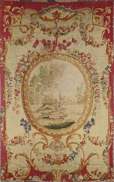 AUBUSSON 

Fragment de tapisserie représentant "le lièvre et la tortue"

Fin du XVIIIème...