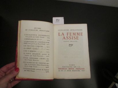 • GUILLAUME APOLLINAIRE La Femme assise.
In-8, demi chagrin à coins, couv. cons.
NRF,... Gazette Drouot