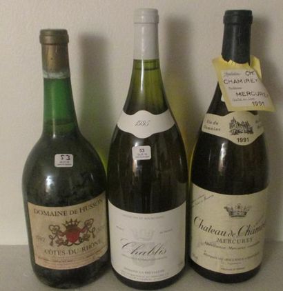 null 3 magnums BLANCS DIVERS [1 Chablis La Bretauche 1995, 1 Rhône de Husson 1982,...