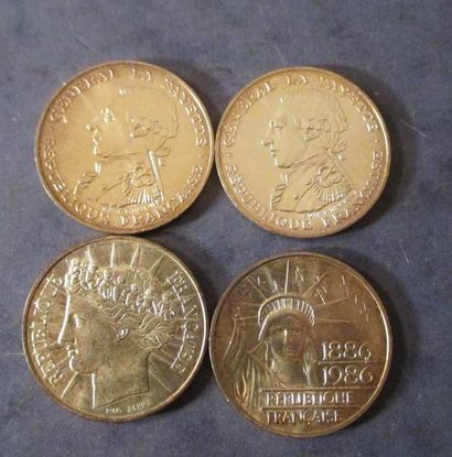 null (*) Quatre pièces de 100 FF en argent 1986, 1987(*), 1988