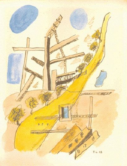 LEGER Fernand (1881-1955) "Composition abstraite "1948 Gouache sur papier signée...