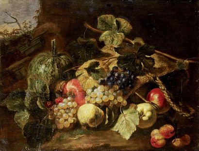 PACE Michele dit Michelangelo di Campidoglio Nature morte aux raisins, pommes et...