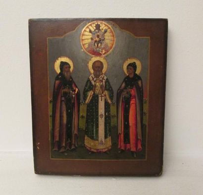 null Icône russe, de la fin du XIXème s., représentant Trois Saints Choisis:

Saint...