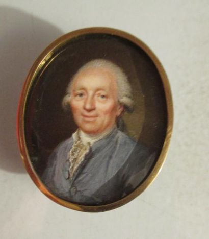 BORNET Claude Portrait d'homme coiffé d'une perruque en veste bleue et jabot de dentelle
Miniature...