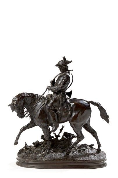 MENE, Pierre-Jules (1810-1879): "Veneur Louis XV à cheval".

Epreuve en bronze à...