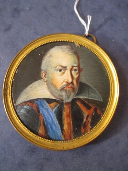 Ecole dans le goût du XVIIème s. Portrait d'un chevalier à la barbe blanche

Miniature...