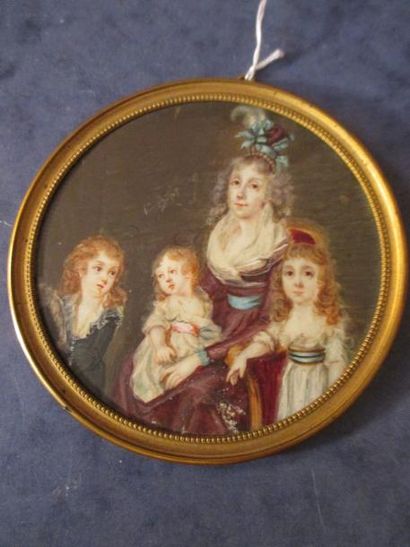 Ecole dans le goût de la fin du XVIIIème s. Portrait d'une famille

Miniature ronde

D:...