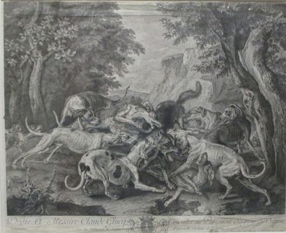 François DESPORTES (d'après) La chasse au loup

Gravure en noir et blanc par JOLLAIN

37...