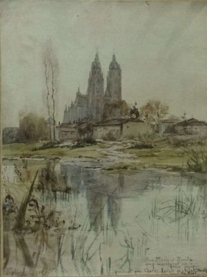 Charles JOUAS (1866-1942) "La basilique Saint Nicolas du Port, Lorraine" 

Aquarelle...
