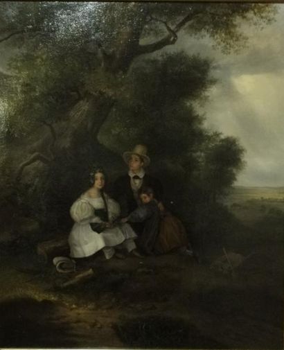 École Française vers 1830. 3 Enfants sous un arbre. 

Huile sur toile.

55x46,5 ...